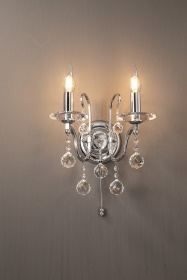 Bianco Polished Chrome Crystal Wall Lights Diyas Armed Wall Lights